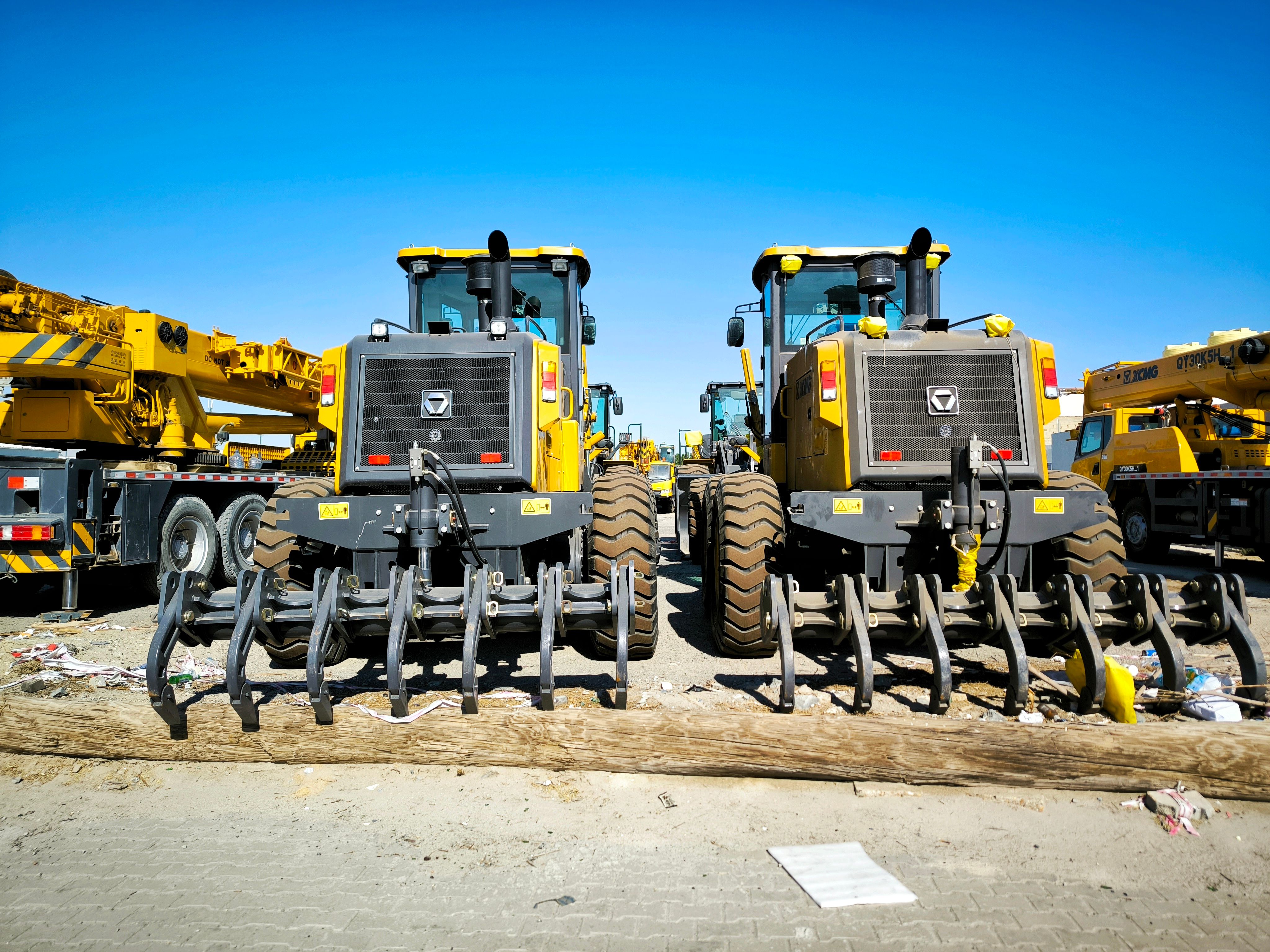 Construction machinery staged for export